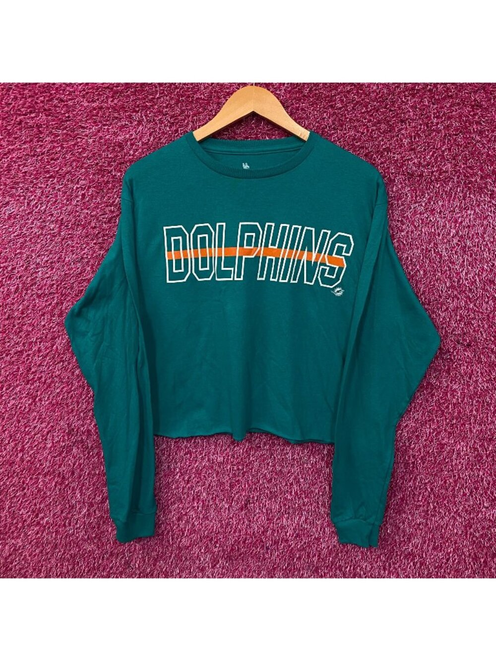 Junk Food Clothing Miami Dolphins Long Sleeve Crop Tee Medium